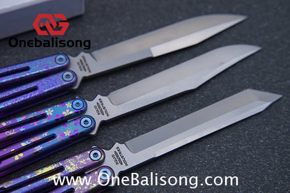 Blue River Sandwich Titanium Kraken Balisong TC4 Titanium Alloy Handle Fake Blade Bushing