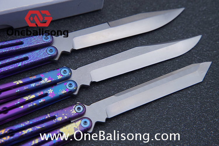 Blue River Sandwich Titanium Kraken Balisong TC4 Titanium Alloy Handle Fake Blade Bushing
