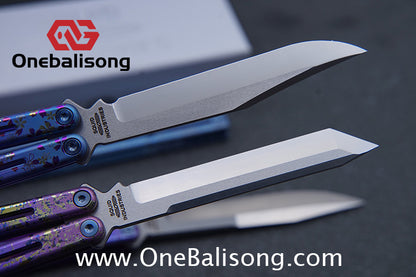Blue River Sandwich Titanium Kraken Balisong TC4 Titanium Alloy Handle Fake Blade Bushing