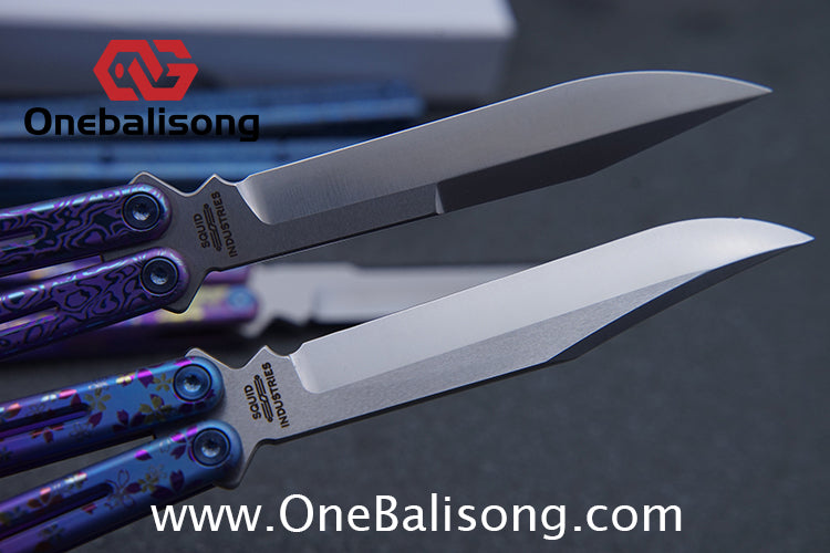 Blue River Sandwich Titanium Kraken Balisong TC4 Titanium Alloy Handle Fake Blade Bushing