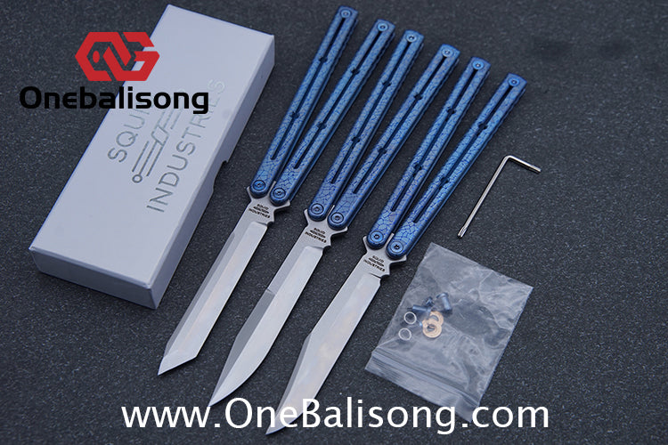 Blue River Sandwich Titanium Kraken Balisong TC4 Titanium Alloy Handle Fake Blade Bushing