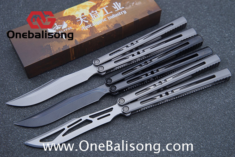 APOCALYPSE TIANQI Titanium Vixen V2 Balisong Clone Titanium Alloy Handle Stainless Steel Blade Bushing