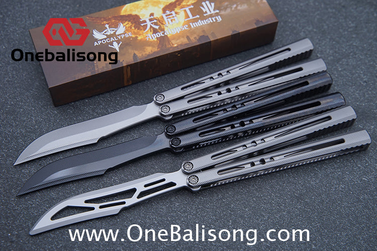 APOCALYPSE TIANQI Titanium Vixen V2 Balisong Clone Titanium Alloy Handle Stainless Steel Blade Bushing