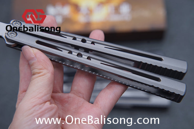 APOCALYPSE TIANQI Titanium Vixen V2 Balisong Clone Titanium Alloy Handle Stainless Steel Blade Bushing