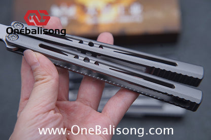 APOCALYPSE TIANQI Titanium Vixen V2 Balisong Clone Titanium Alloy Handle Stainless Steel Blade Bushing