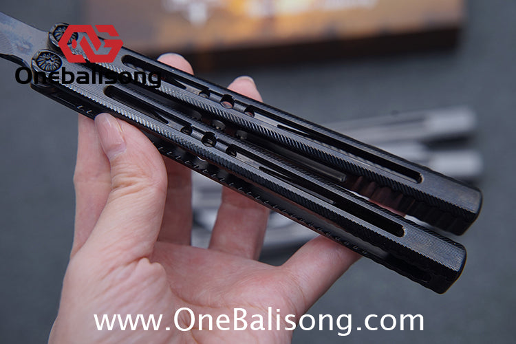 APOCALYPSE TIANQI Titanium Vixen V2 Balisong Clone Titanium Alloy Handle Stainless Steel Blade Bushing