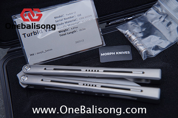 MORPH KNIVES Turbid v2 Original Balisong Ti-6AL-4V Titanium Alloy Handle CPM S35VN Stainless Steel Blade Bushing