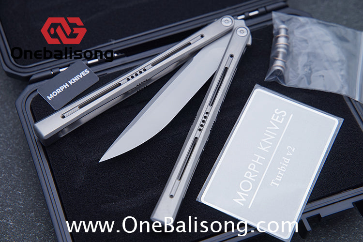 MORPH KNIVES Turbid v2 Original Balisong Ti-6AL-4V Titanium Alloy Handle CPM S35VN Stainless Steel Blade Bushing