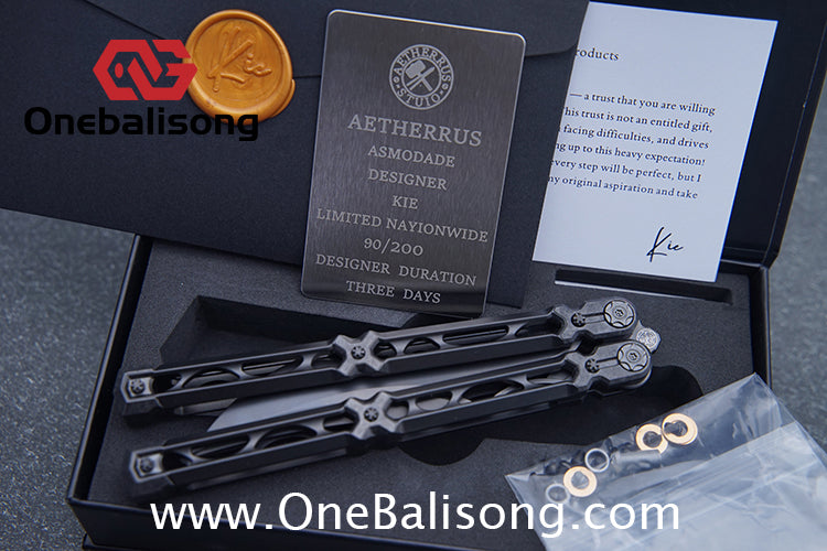 KIE Asmodade Original Balisong Titanium Alloy DLC Handle M390 Stainless Steel Blade Bushing