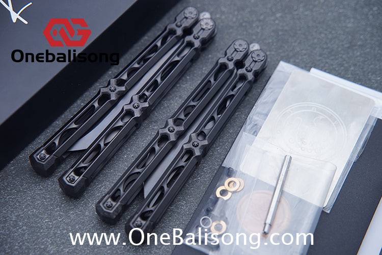 KIE Asmodade Original Balisong Titanium Alloy DLC Handle M390 Stainless Steel Blade Bushing
