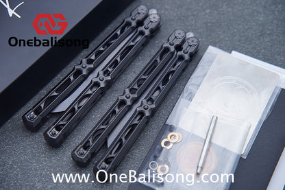 KIE Asmodade Original Balisong Titanium Alloy DLC Handle M390 Stainless Steel Blade Bushing