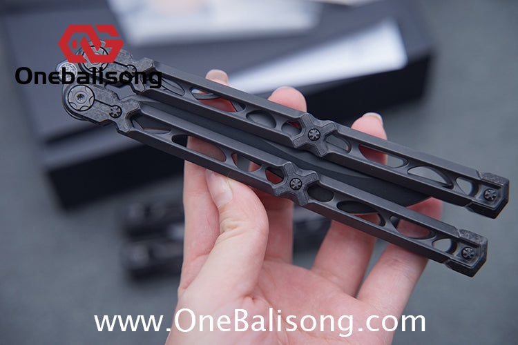 KIE Asmodade Original Balisong Titanium Alloy DLC Handle M390 Stainless Steel Blade Bushing
