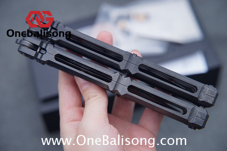 KIE Asmodade Original Balisong Titanium Alloy DLC Handle M390 Stainless Steel Blade Bushing