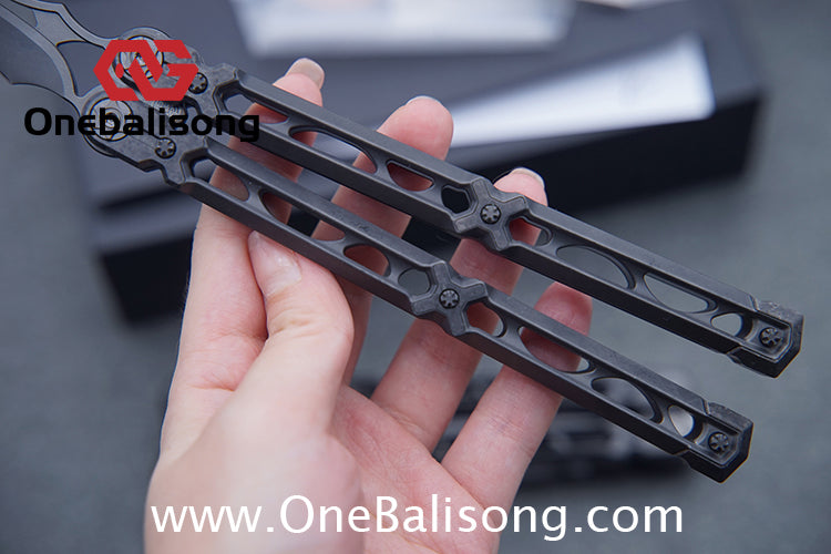 KIE Asmodade Original Balisong Titanium Alloy DLC Handle M390 Stainless Steel Blade Bushing