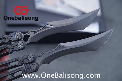 KIE Asmodade Original Balisong Titanium Alloy DLC Handle M390 Stainless Steel Blade Bushing