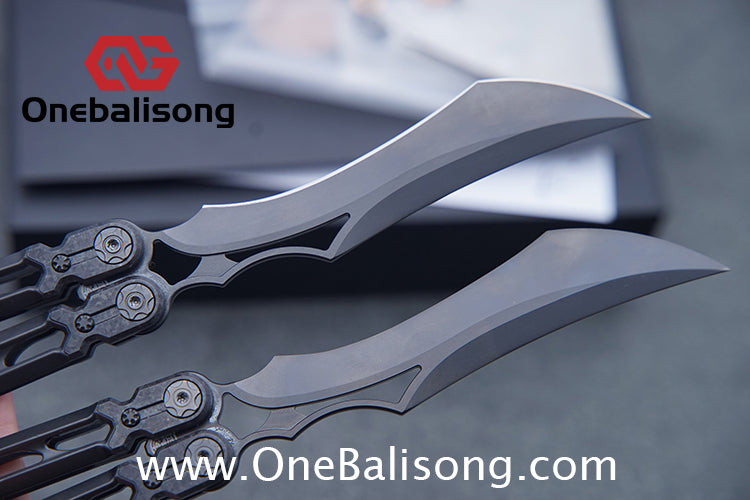 KIE Asmodade Original Balisong Titanium Alloy DLC Handle M390 Stainless Steel Blade Bushing