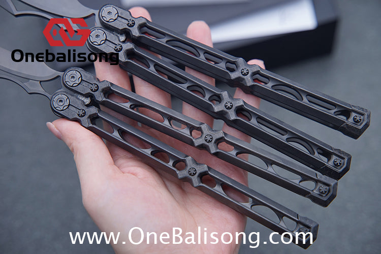 KIE Asmodade Original Balisong Titanium Alloy DLC Handle M390 Stainless Steel Blade Bushing