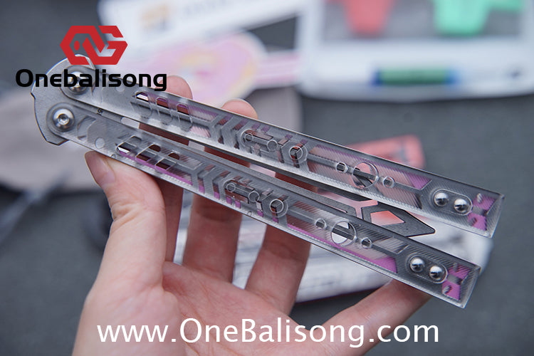 ARMED SHARK Transparent Acrylic Plate REP Balisong Clone 5CR15 Stainless Steel imported acrylic G10 integrated counterweight Bushings