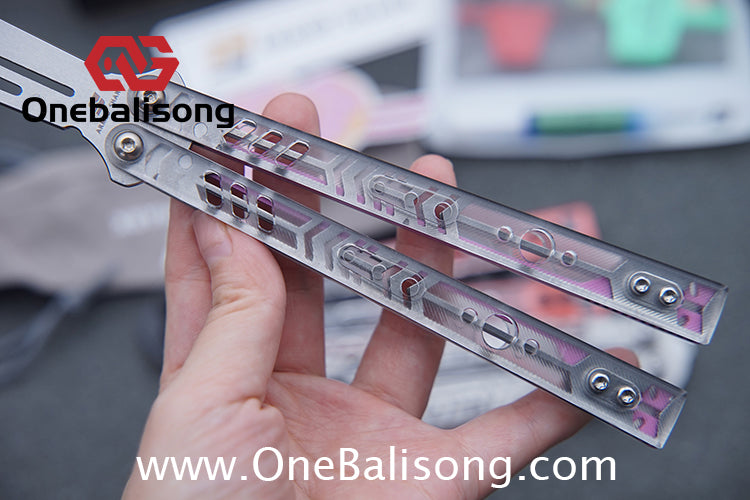 ARMED SHARK Transparent Acrylic Plate REP Balisong Clone 5CR15 Stainless Steel imported acrylic G10 integrated counterweight Bushings