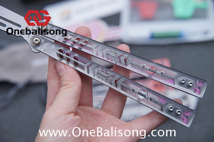 ARMED SHARK Transparent Acrylic Plate REP Balisong Clone 5CR15 Stainless Steel imported acrylic G10 integrated counterweight Bushings
