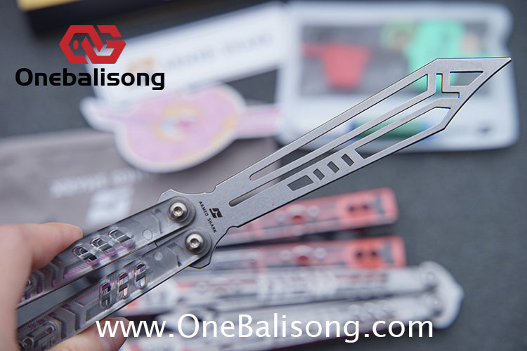 ARMED SHARK Transparent Acrylic Plate REP Balisong Clone 5CR15 Stainless Steel imported acrylic G10 integrated counterweight Bushings