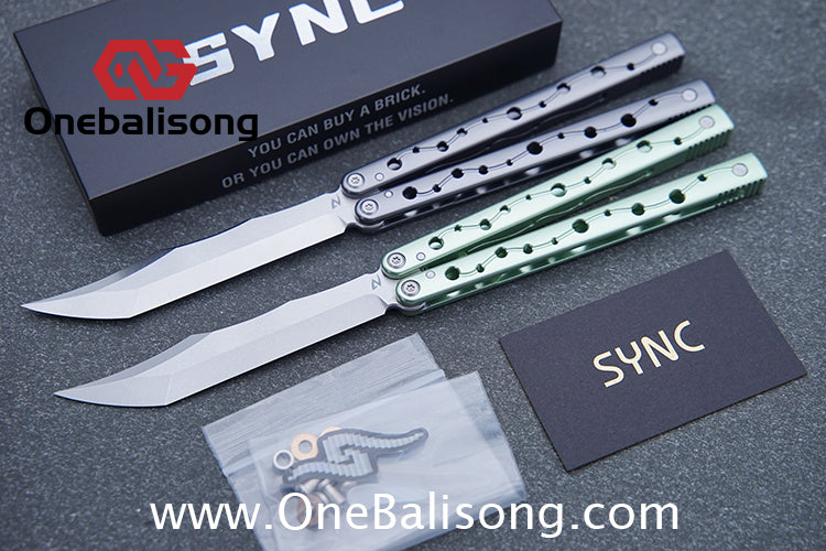 SYNC Ming Balisong Original 7075 Aluminum Alloy Handle Stainless Steel Blade Bushing
