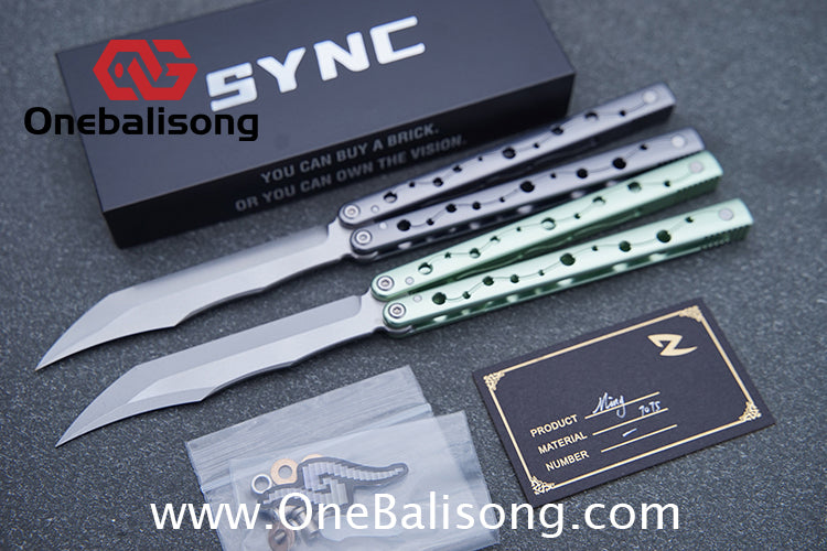 SYNC Ming Balisong Original 7075 Aluminum Alloy Handle Stainless Steel Blade Bushing
