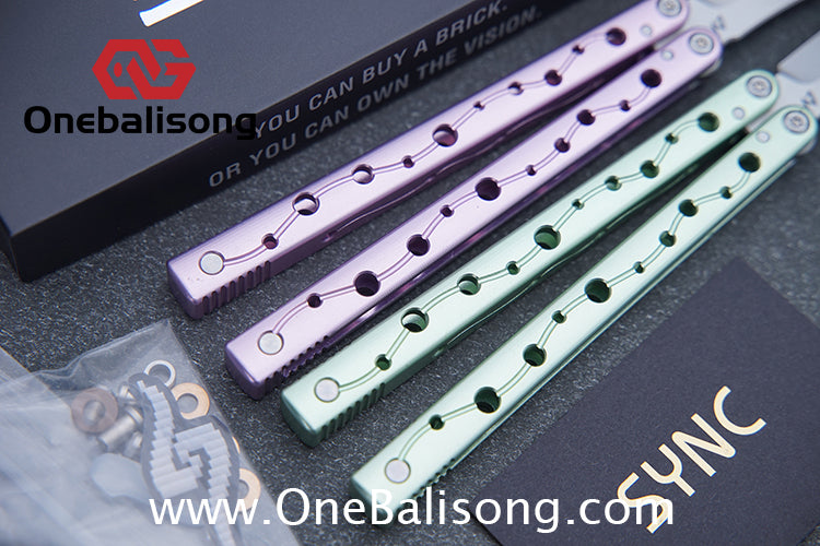 SYNC Ming Balisong Original 7075 Aluminum Alloy Handle Stainless Steel Blade Bushing