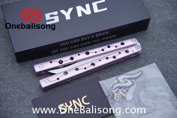 SYNC Ming Balisong Original 7075 Aluminum Alloy Handle Stainless Steel Blade Bushing