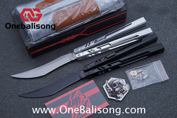 Once Alpha bone Balisong 7075 Aluminum Alloy Handle Stainless Steel Blade Bushings