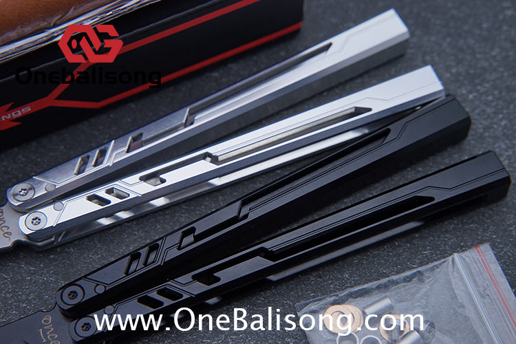 Once Alpha bone Balisong 7075 Aluminum Alloy Handle Stainless Steel Blade Bushings