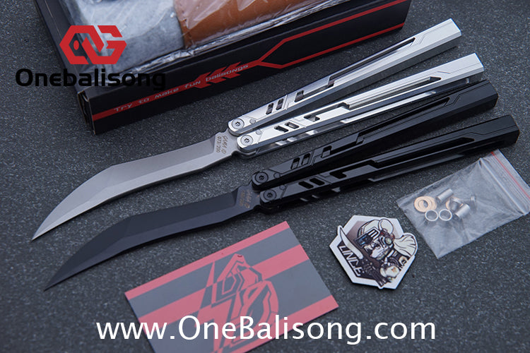 Once Alpha bone Balisong 7075 Aluminum Alloy Handle Stainless Steel Blade Bushings