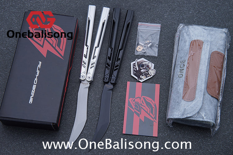 Once Alpha bone Balisong 7075 Aluminum Alloy Handle Stainless Steel Blade Bushings