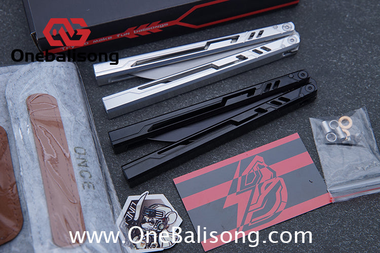 Once Alpha bone Balisong 7075 Aluminum Alloy Handle Stainless Steel Blade Bushings