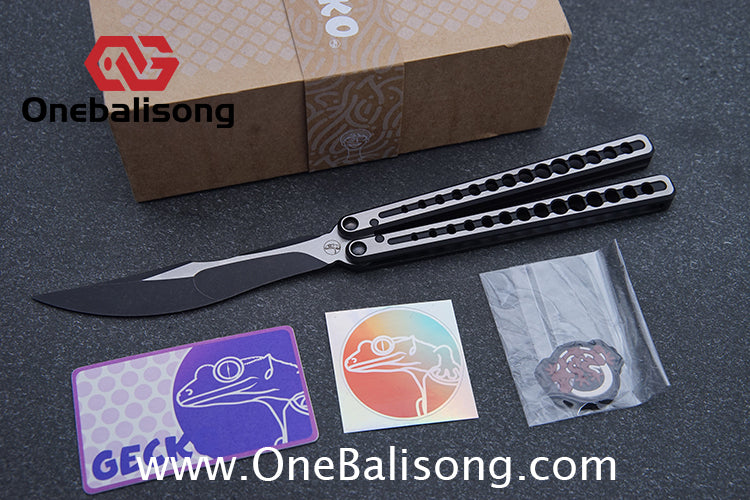Gecko Viod Balisong Titanium Alloy Handle s35vn Stainless Steel Blade Bushing