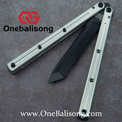 Baliplus Kraken Balisong Glossy clone Tanto/Bowie/Weekawk  live/Fake Blade Channel 7075 Aluminum Glossy Handle Bushings 9cr18