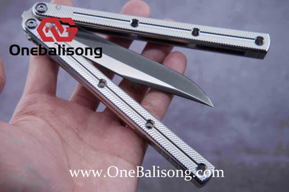 Baliplus Kraken Balisong Glossy clone Tanto/Bowie/Weekawk  live/Fake Blade Channel 7075 Aluminum Glossy Handle Bushings 9cr18