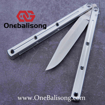 Baliplus Kraken Balisong Glossy clone Tanto/Bowie/Weekawk  live/Fake Blade Channel 7075 Aluminum Glossy Handle Bushings 9cr18