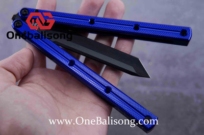 Baliplus Kraken Balisong Glossy clone Tanto/Bowie/Weekawk  live/Fake Blade Channel 7075 Aluminum Glossy Handle Bushings 9cr18