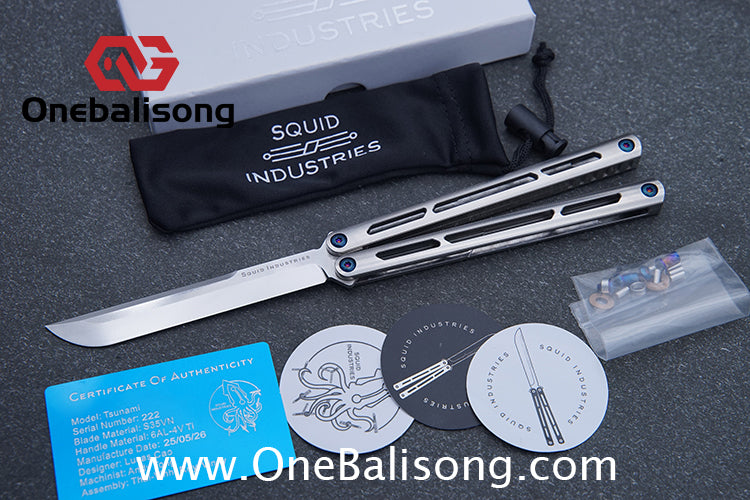 Blue River Tsunami Steel Screw Balisong Clone Tsunami V4 Titanium alloy handle VG10 blade Bushing