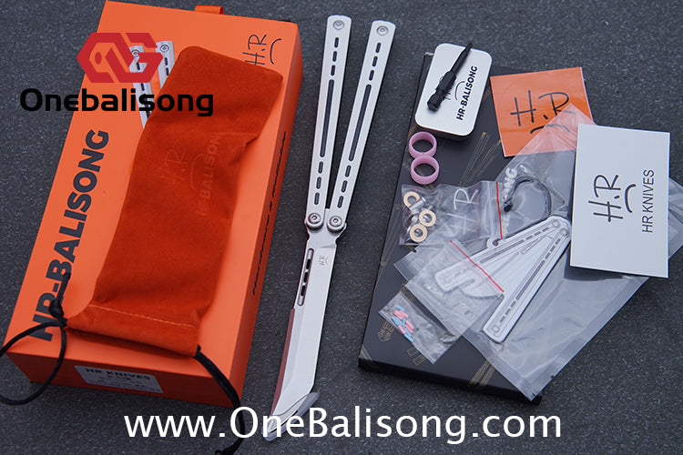 HR H01M Balisong 7075 Aluminium Alloy Integrated lining+Patch Handle 14c28n Stainless Steel Blade Bushing