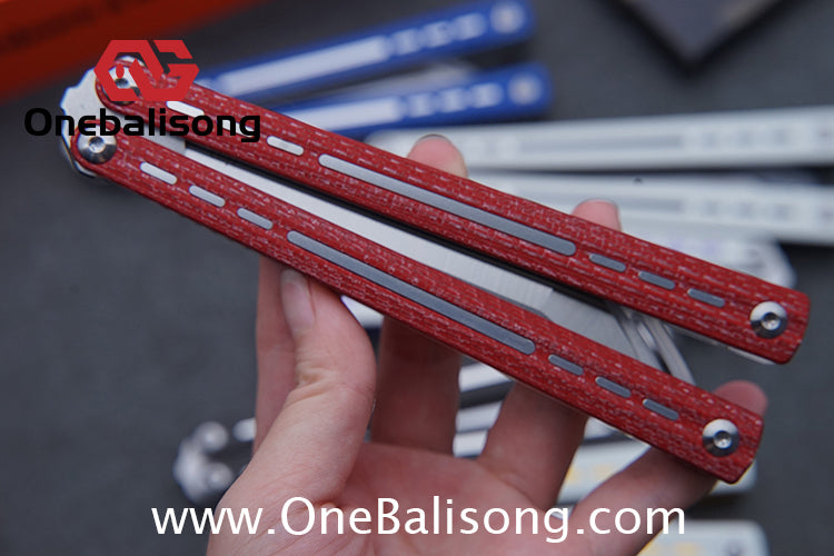 HR H01M Balisong 7075 Aluminium Alloy Integrated lining+Patch Handle 14c28n Stainless Steel Blade Bushing