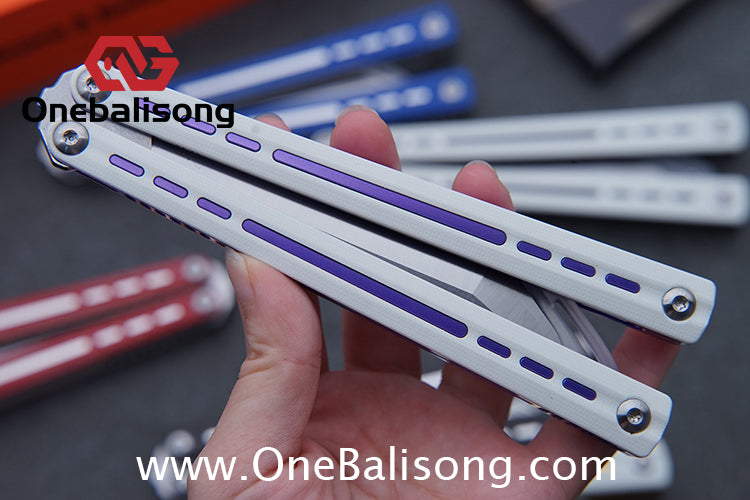 HR H01M Balisong 7075 Aluminium Alloy Integrated lining+Patch Handle 14c28n Stainless Steel Blade Bushing