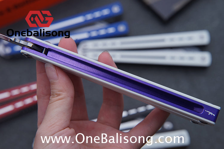 HR H01M Balisong 7075 Aluminium Alloy Integrated lining+Patch Handle 14c28n Stainless Steel Blade Bushing