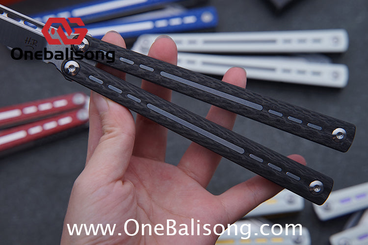 HR H01M Balisong 7075 Aluminium Alloy Integrated lining+Patch Handle 14c28n Stainless Steel Blade Bushing