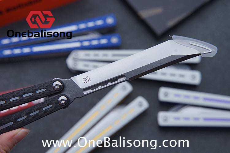 HR H01M Balisong 7075 Aluminium Alloy Integrated lining+Patch Handle 14c28n Stainless Steel Blade Bushing