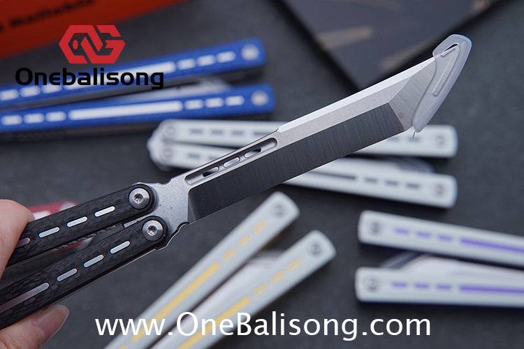 HR H01M Balisong 7075 Aluminium Alloy Integrated lining+Patch Handle 14c28n Stainless Steel Blade Bushing