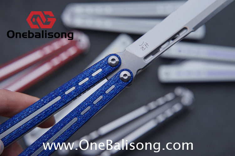 HR H01M Balisong 7075 Aluminium Alloy Integrated lining+Patch Handle 14c28n Stainless Steel Blade Bushing