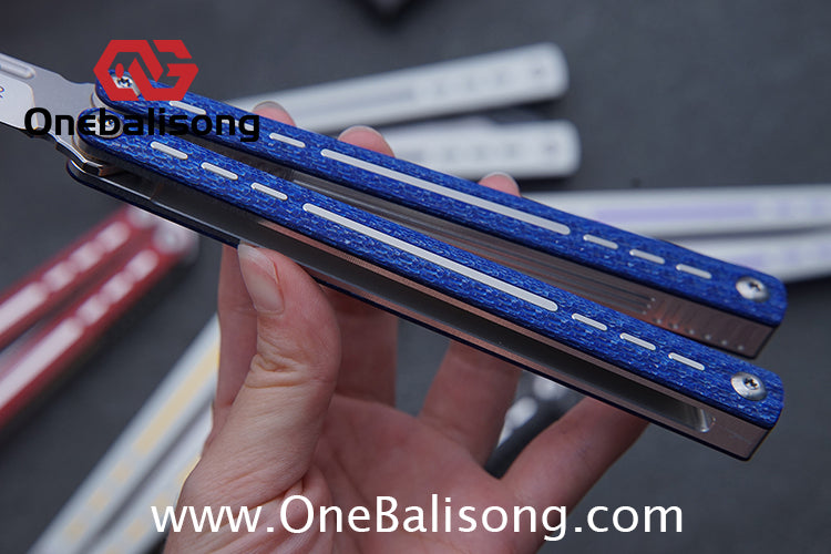 HR H01M Balisong 7075 Aluminium Alloy Integrated lining+Patch Handle 14c28n Stainless Steel Blade Bushing