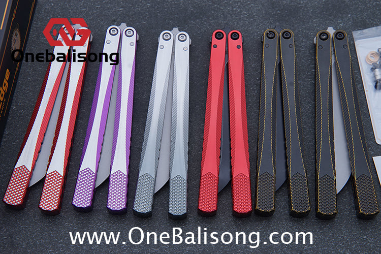 Porcuedge Drum Tide Original Balisong 7075 Aluminium Alloy Handle Japan aus10 Stainless Steel Blade Bushing